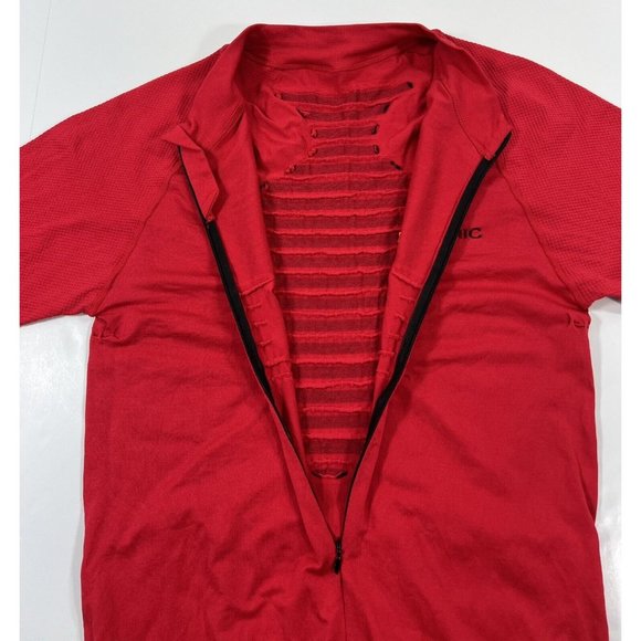 X-Bionic Cycling Jersey Mens Size XL 3/4 Zip Red Pockets Made In Italy - Picture 4 of 12